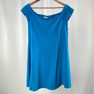NWT Susana Monaco Boat Neck Short Sleeve Ponte Dress in Blue Size Large‎